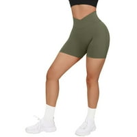 Žene V Cross struk Hraštači za podizanje Hixikerske kratke hlače za žene Yoga kratke hlače za žene zeleno