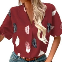 MEUVA Cvjelska tipka za tisak dolje majice za ženske bluze za bluzu za vrat Ljetni labavi povremeni