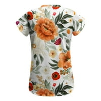 Popust Ženski ljetni V-izrez kratki rukav Tee The Trendy Cvjetni prin Casual majica Labava bluza