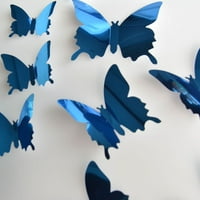 Niuredltd Početna Dekoracija Leptir Srebrna zrcalna ukras Kućna soba Art 3D DIY zidne naljepnice