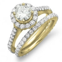 1. Carat 10k žuti zlatni okrugli rez Diamond Ladies Halo Style Bridal Angažman prsten koji odgovaraju