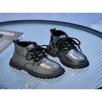 Djevojke dječake borbene čizme čipke za gležnjeve čizme okrugle plijene djece neklizne cipele Dječja bočni patentni zatvarač crni 10toddlers