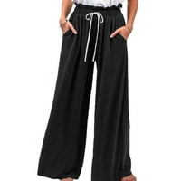 Fragarn modni ženski elastični struk casual vučne vučne crteze SLA-CKS džep ravne pantalone Visoke struk