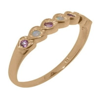 Britanska napravljena 18k Rose Gold Prirodni Opal i ružičasti turmalinski ženski Obećani prsten - Opcije