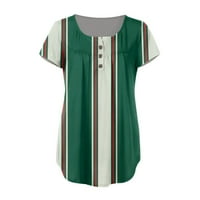 Ženske bluze Henley Solid Bluze casual ženske plus ljetne majice kratkih rukava Green S