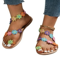 Zodanni dame Bohemian Sandal Ljeto Ravne sandale Open TOE prstenaste cipele na plaži Ženske slajdove