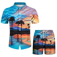 Muška majica Havajska kratka rukava + kratke hlače postavljene plaže, odijelo M-3XL