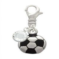 Delight nakit SilverTone Soccer lopta - silvertni kopča na šarmu sa jasnim kristalnim padom