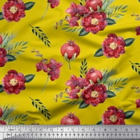 Soimoi Yellow Poly Georgette Listovi tkanine, širotvornih tkanina za printu i cvjetno mjesto od dvorišta