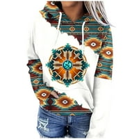 Ženski aztec Dukseri Geometrijski džemper plus veličina dugih rukava Vintage Boja blok pulover Duksera za crtanje sa džepovima