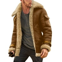 Muškarci plus veličina zimski kaput rever ovratnik dugih rukava podstavljena koža Vintage zgušnjana