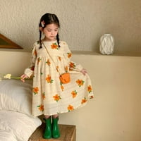 Bullpiano Dječje djevojke Ležerne haljine Dječja djeca svježa narančasta haljina za cvijeće lisnata