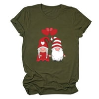 Par Gnome Holiday Love Heart uzorak Grafičke majice za žene Ljetni kratki rukav Ležerne prilike okrugli