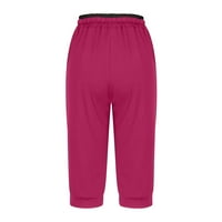 Farstey Prime Dana danas Žene Ljetni saloni Capri hlače sa poteznim elastičnim strukom džepova Pantalone Ležerne prilike slatke boolske hlače