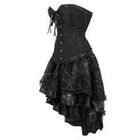 Corset haljina Bustier donje rublje Kordni i suknji Burleske nošnje za žene Kostim crni 5xl