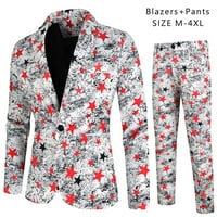 Awdenio Clearance Mens Blazer jakne Muški modni ispisani blejler + odijelo za hlače Dvodijelni set