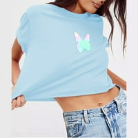 B91XZ Zapadne grafičke majice za žene Modni reflektivni leptir s majica kratkih rukava s kratkim rukavima