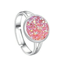 Modne žene okrugle duge DRUZY Otvoreni prsten za prste Podesiva nakit za zabavu Zlatni + ružičasti