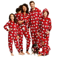 Bebiullo Božićna porodica koja odgovara Hoodie pidžami Santa Claus Romper s dugim rukavima jedan kombinezon