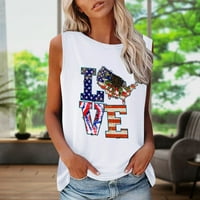 Žene patriotske američke zastave Ispiši ljetne seksi majice bez rukava Termne Vrhovni dan neovisnosti