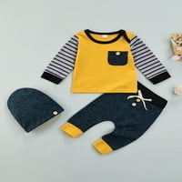 Mialeoley Newborn Color Outfits, dječaci Stripe Stripe Print dugih rukava okrugli džep sa okruglim vratom