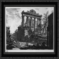 Pogled na hram sa Concord Crnim ukrašenim drvetom Framed Canvas Art Piranesi, Giovanni Battista