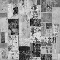 Ahgly Company Zatvoreni kvadratni patchwork sive prelazne prostirke, 8 'kvadrat
