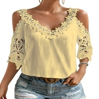 Sexy Dance V izrez T majice za žene hladna ramena s pola rukava majica čipka u šupljini ljetni vrhovi
