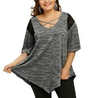 OAVQHLG3B ženske plus veličine vrhova seksi čipkasti patchwork bluza bluza od pulover na rukavu na majici