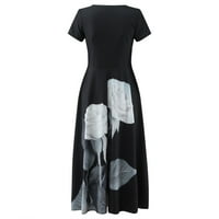Haljine za žene Ljeto Ležerne prilike Sunderss V Ret Reclied Maxi haljina haljina haljina košulja crna