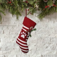 Grofry Božićne čarape Candy Decor Dec Kid Socks Crtani prugasti ispis Kontrastna boja lažna crvena bobica