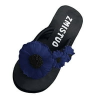 Ženske papuče Moda Flip-Flop Žene klizne otvorene nožne prste cvjetni klinovi Boja papuča cipele cipele za žene Eva mornarice 40