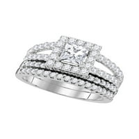Dijamantna princeza 14kt Bijela zlatna princeza Diamond Bridal Wedding prsten set CTTW