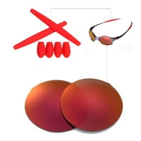 Walleva Fire Crvena polarizirana zamjenska sočiva i crveni gumeni komplet za sunčane naočale Oakley