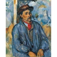 Paul Cézanne crno ukrašeno drvo uokvireno dvostruko matted muzej umjetnosti pod nazivom: muškarac u plavom smocku
