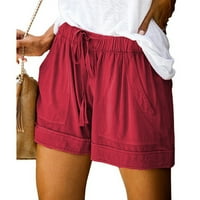 Huaai Summer Solid Colctors za žene Splice Comfy elastične hlače s elastičnim strukom Shorts Labavi