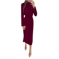 Advoicd Thirt haljine za žene Žene Osnovni elegantni dugi rukav Ruched Bodycon Club Party Mini haljina