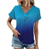 SKSLOEEg ženske bluze gradijentni ispisani gumb bočno nagnute majice proljeće modna ženska bluza Top