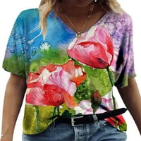 Majica Rejlun za ženska majica V izrez Cvjetni print TEE boemian tunika Bluza Moda DneugeWer ljetni