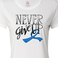 Inktastic nikad ne daj preživljavajući raka od creva sa plavom vrpčnom ženskom majicom