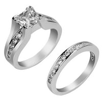 Devuggo 2. Carat TCW Klasična princeza CUT Cubic cirkonija Vjenčani prstenovi za venčanice od nehrđajućeg