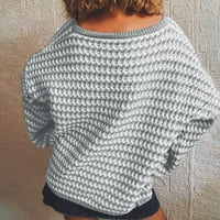 DrpGunly Women Dukseri Dame Duks sa pulover Striped Pleted V-izrez Duks temperamentari, džemperi za