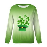 St. Patrick's Učiteljica Leprechaun Hat Majica Leprechaun kostim šarene shamrock tisak vrhova irska praska košulja dukserica za žene dugih rukava okrugli vrat mint zeleni xl