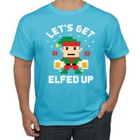 Pikselarirana grafička majica božićne majice ELF, lagana tirkizna, srednja