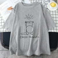 Jhpkjkitten Nuggets T Žene Minimalističke linije Osjećaj dizajna Thirts Kawaii Slatke majice kratkih