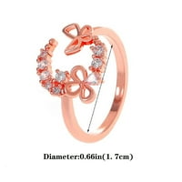 Prstenovi za žene Lzobxe Diamond Moon Butterfly Ring ženski modni metalni zalazni prsten šuplji leptir prsten za žene pokloni za žene na klirensu