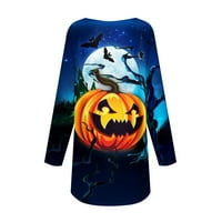 HHEI_K Staklene košulje za dugih rukava za žensku modnu ležernu majicu Gradijent Halloween Print s dugih