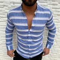 Rovga majice Muška povremena kardigan košulja Muška prugasta gumb rever majica Ljetna odjeća za muškarce