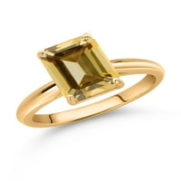 Gem Stone King 10K žuti zlatni med Topaz Solitaire Angažman prsten za žene