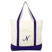 Monogram tote torba na ramenu torba za učitelje sa zatvaračem ljubičastog slova n